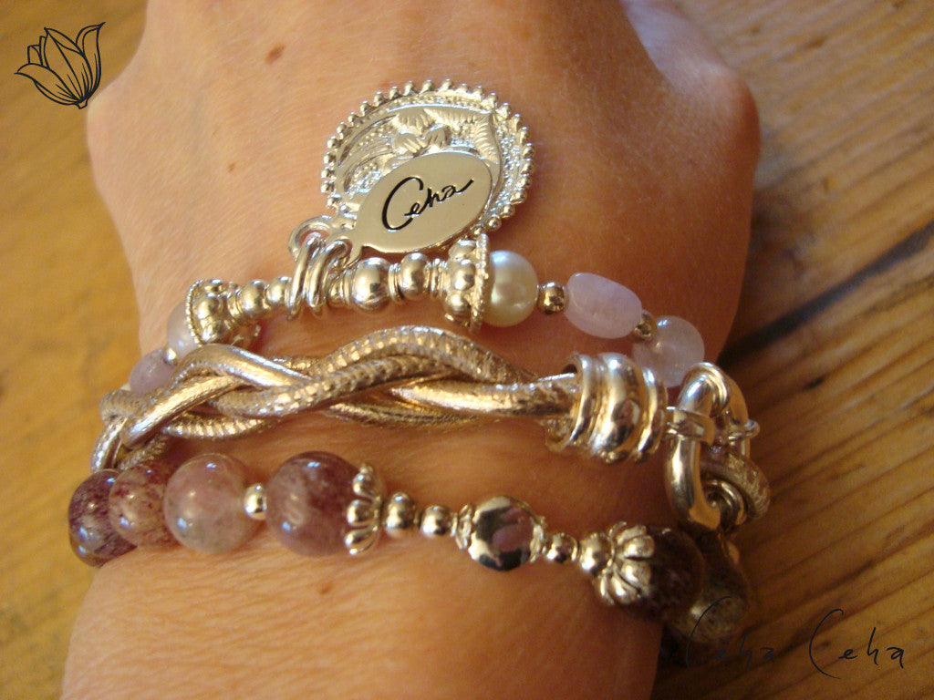 One-Hit-Wonder Leder-Armband «Sweet Rose»